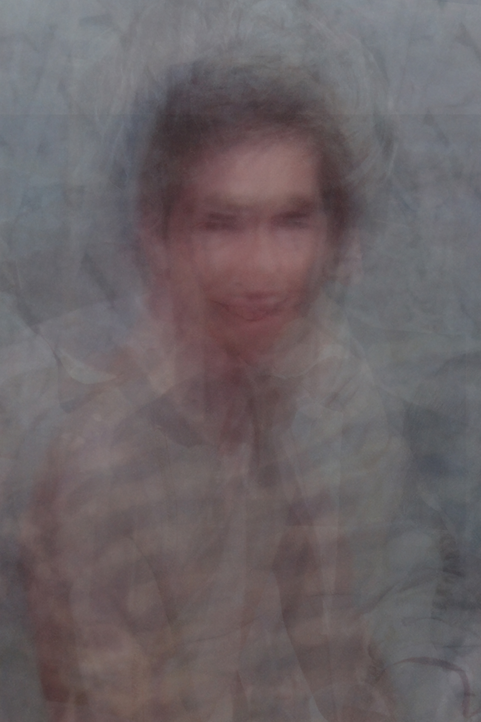 Images layered of a man smiling. Abstract.